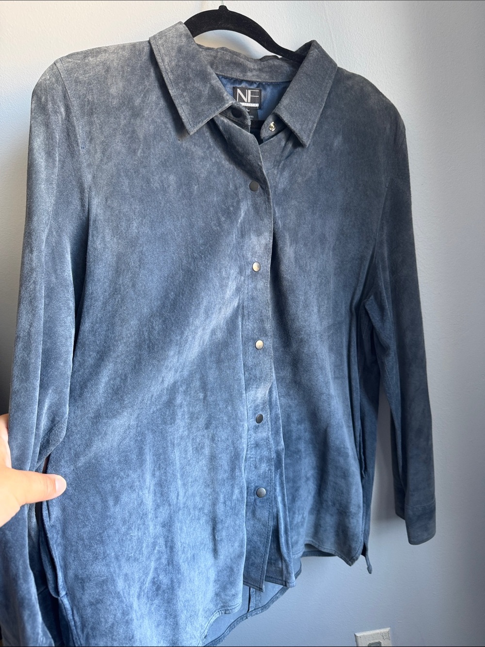 Vintage Suede Blue Button-Up Shirt/Jacket